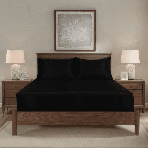 3Pcs Satin Fitted Sheet Set - Image 3