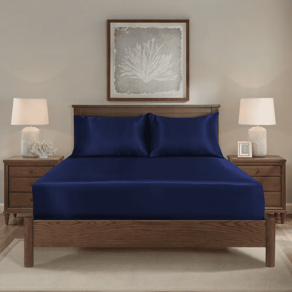 3Pcs Satin Fitted Sheet Set - Image 4